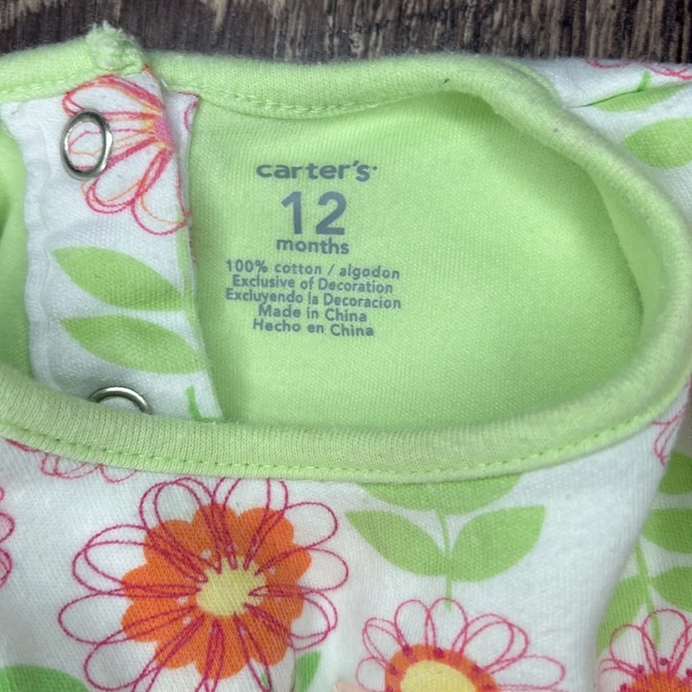 Carter’s 12 month Floral Baby Dress with Bodysuit attached springy colors